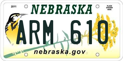 NE license plate ARM610