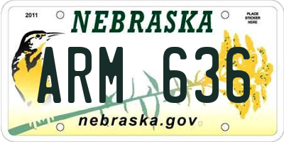 NE license plate ARM636