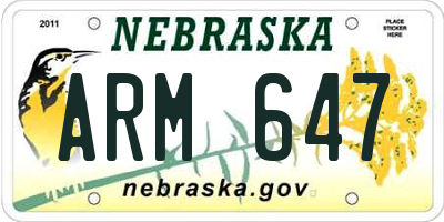 NE license plate ARM647