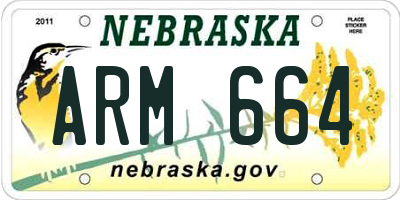 NE license plate ARM664