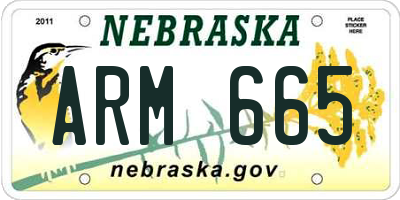 NE license plate ARM665