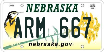 NE license plate ARM667