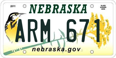 NE license plate ARM671