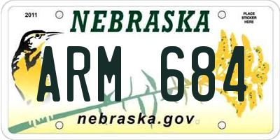 NE license plate ARM684