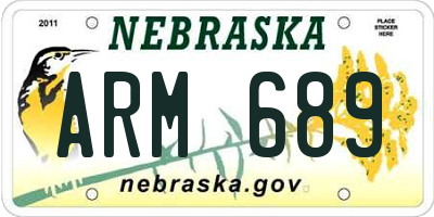 NE license plate ARM689