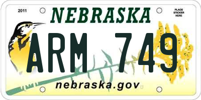 NE license plate ARM749