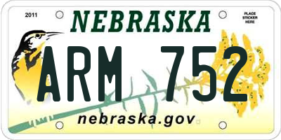 NE license plate ARM752