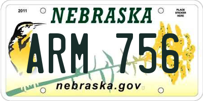 NE license plate ARM756