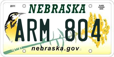 NE license plate ARM804