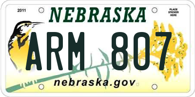 NE license plate ARM807