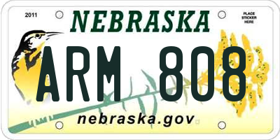 NE license plate ARM808