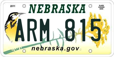 NE license plate ARM815