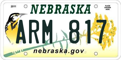 NE license plate ARM817