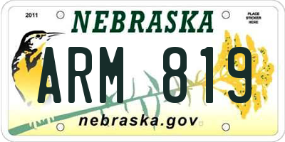 NE license plate ARM819