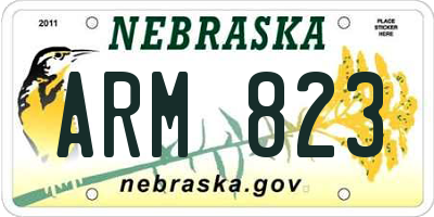 NE license plate ARM823