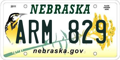 NE license plate ARM829