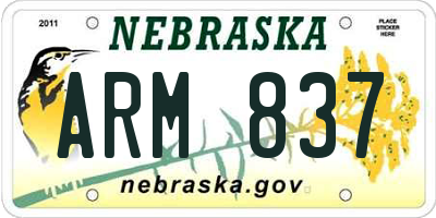 NE license plate ARM837