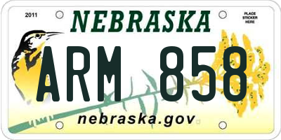 NE license plate ARM858