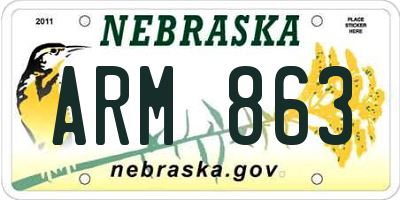 NE license plate ARM863