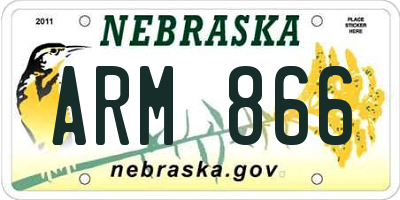 NE license plate ARM866
