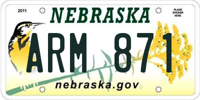 NE license plate ARM871