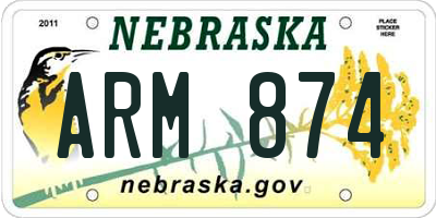 NE license plate ARM874