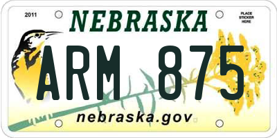 NE license plate ARM875
