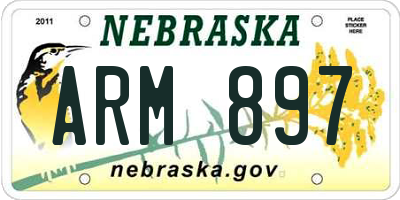 NE license plate ARM897
