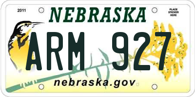 NE license plate ARM927