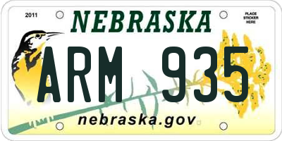 NE license plate ARM935