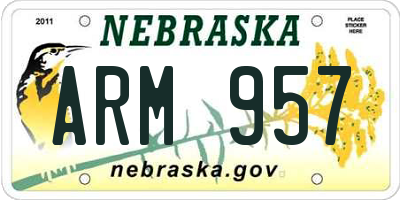 NE license plate ARM957