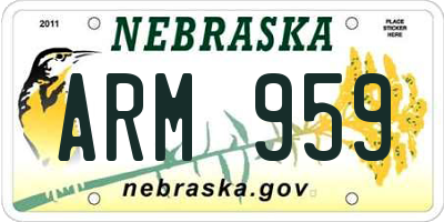 NE license plate ARM959