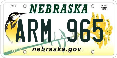NE license plate ARM965