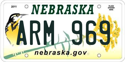 NE license plate ARM969