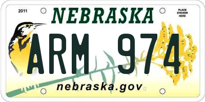NE license plate ARM974