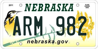 NE license plate ARM982