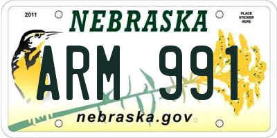 NE license plate ARM991
