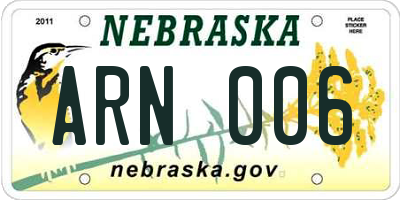 NE license plate ARN006