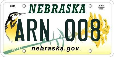 NE license plate ARN008