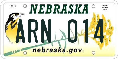NE license plate ARN014
