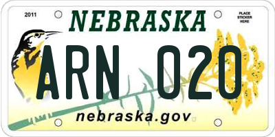 NE license plate ARN020