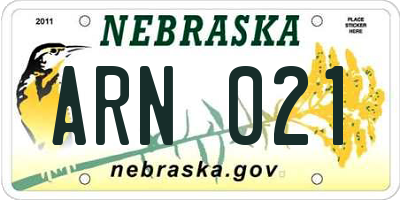 NE license plate ARN021