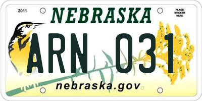 NE license plate ARN031