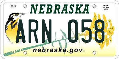 NE license plate ARN058