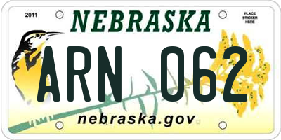 NE license plate ARN062
