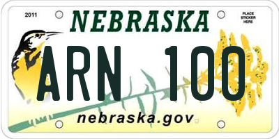 NE license plate ARN100