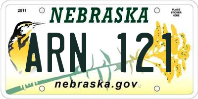 NE license plate ARN121