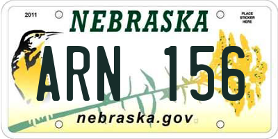 NE license plate ARN156