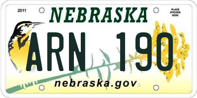 NE license plate ARN190