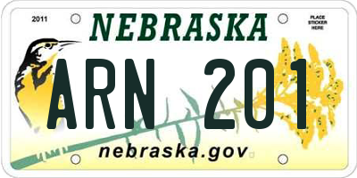 NE license plate ARN201
